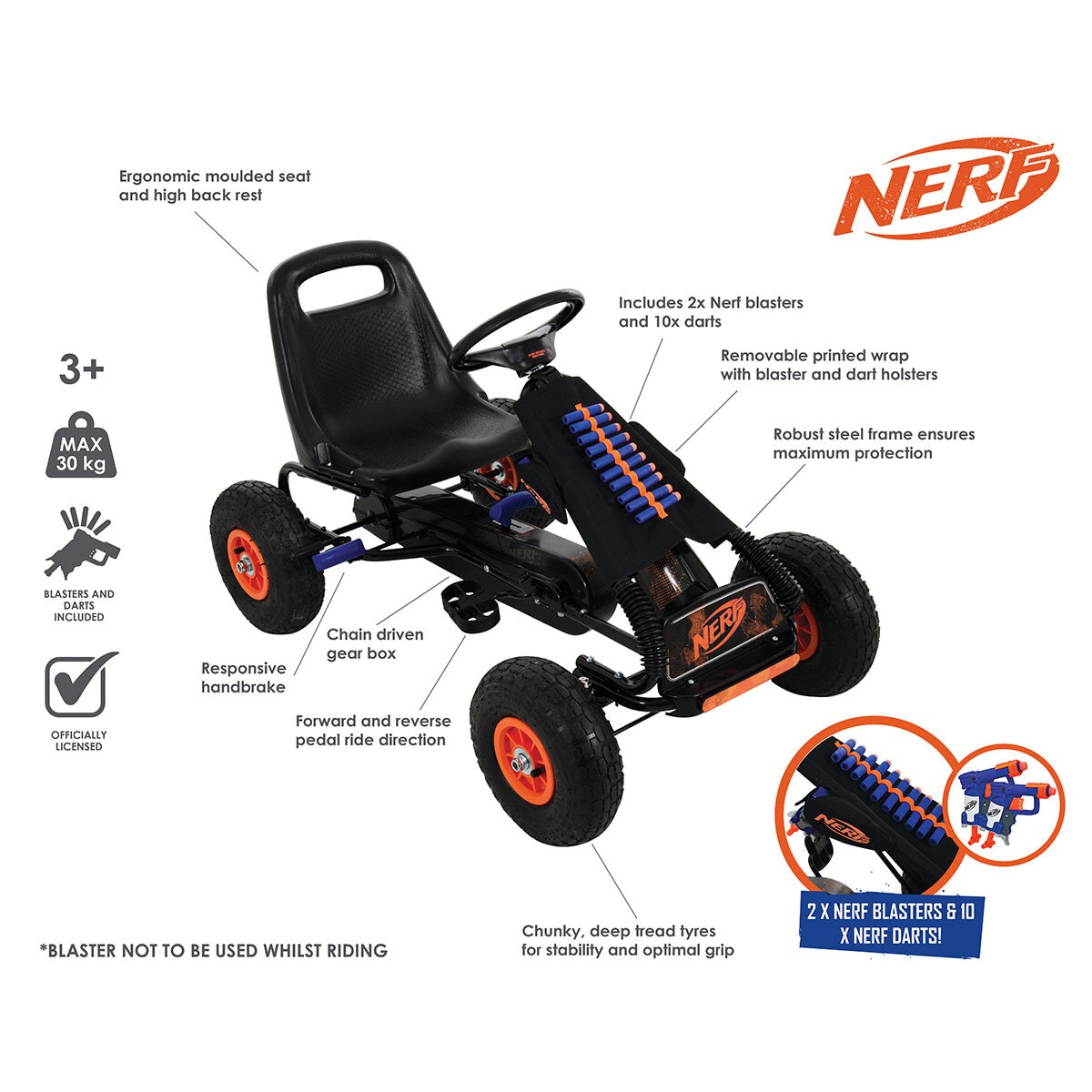 Nerf Thunder Go Kart with 2 Blasters and 10 Darts 3 Years
