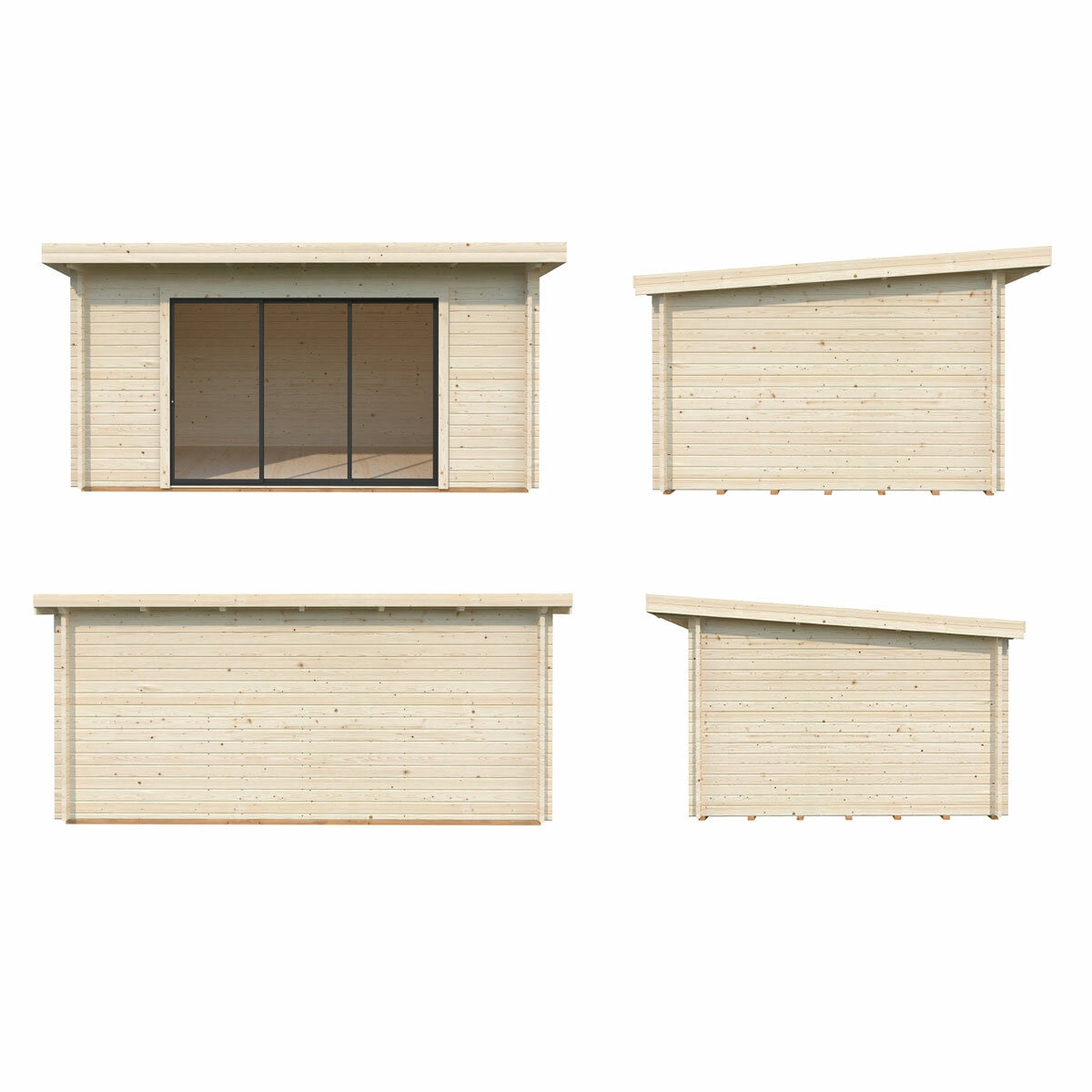 Palmako Lea 44mm Wooden Log Cabin in Light Grey 14ft 7" x 10ft 8" (4.5m x 3.3m)