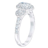 1.52ctw Oval & Round Brilliant Cut Diamond Three Stone Halo Ring, 14ct White Gold