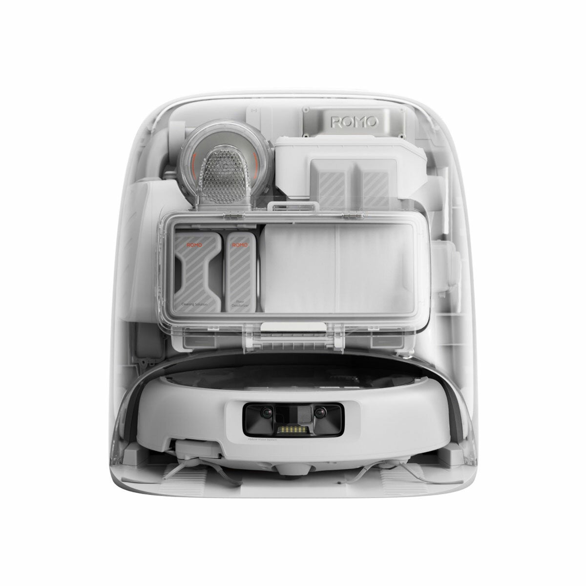 Front view of robot vacuum Front view of robot vacuum