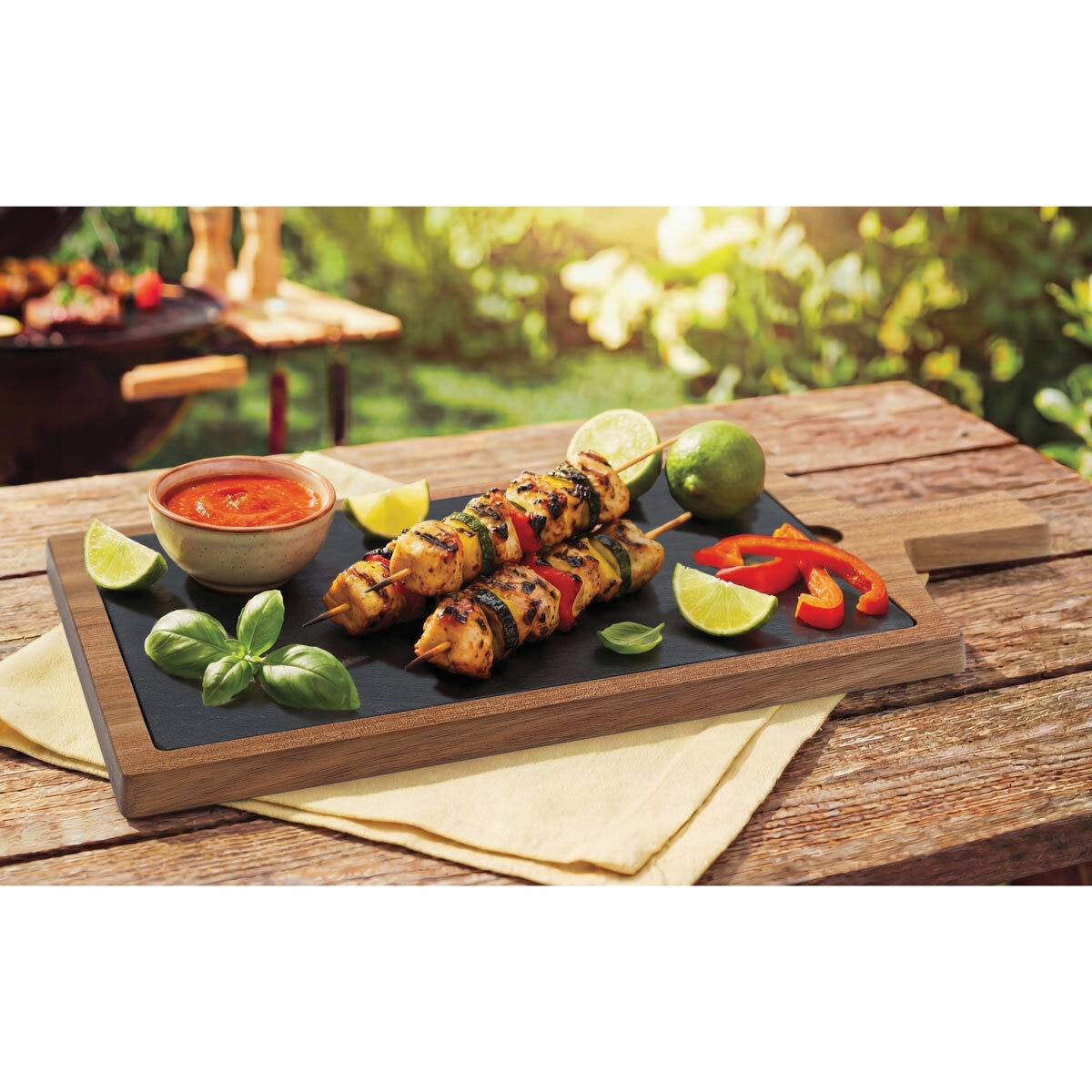 BirdRock Home Slate & Acacia Serving Board
