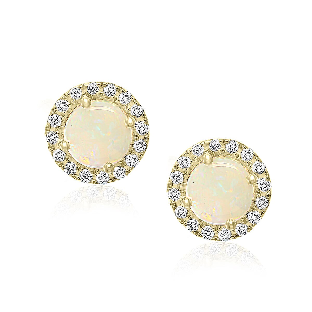 Australian Opal and 0.12ctw Diamond Earrings, 14ct Yellow Gold