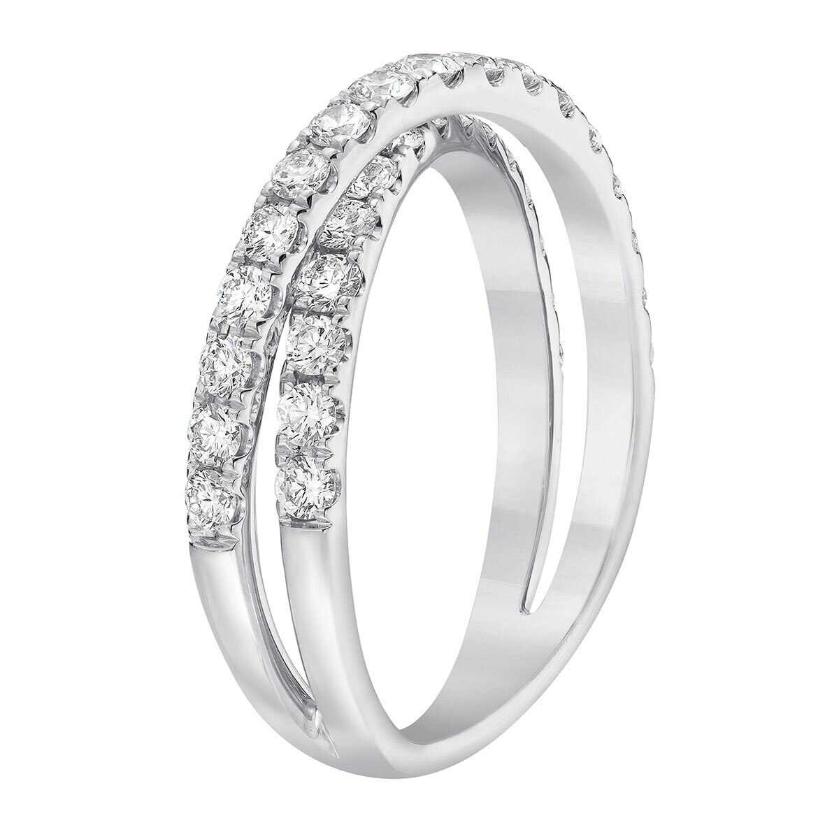 0.90ctw Cross Diamond Ring, 14k White Gold