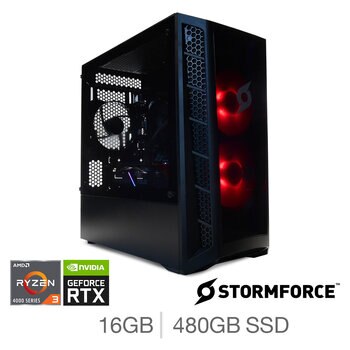 Stormforce, AMD Ryzen 3, 16GB RAM, 480GB SSD, NVIDIA GeForce RTX 3050, Gaming Desktop PC