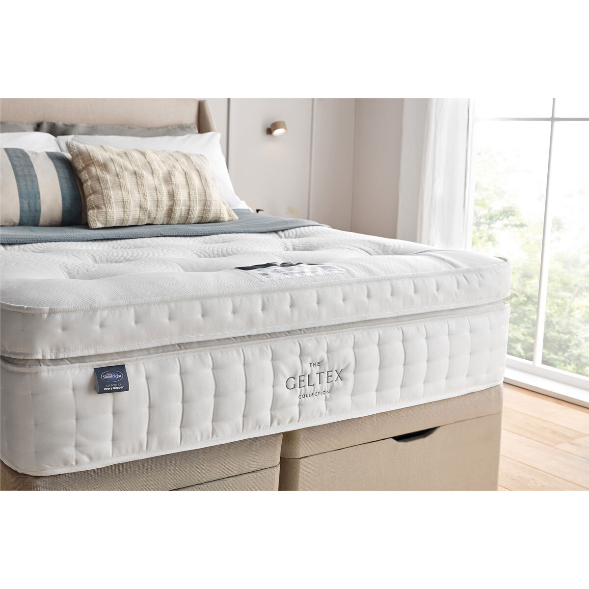 Silentnight Geltex 4000 Mattress & Sandstone Full Ottoman Divan in 3 Sizes