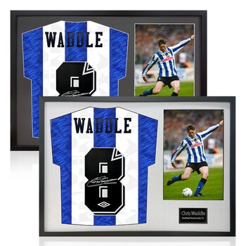 Chris Waddle Signed Framed SWFC Football Shirt including 1 Photo in 2 Options: White or Black Mount