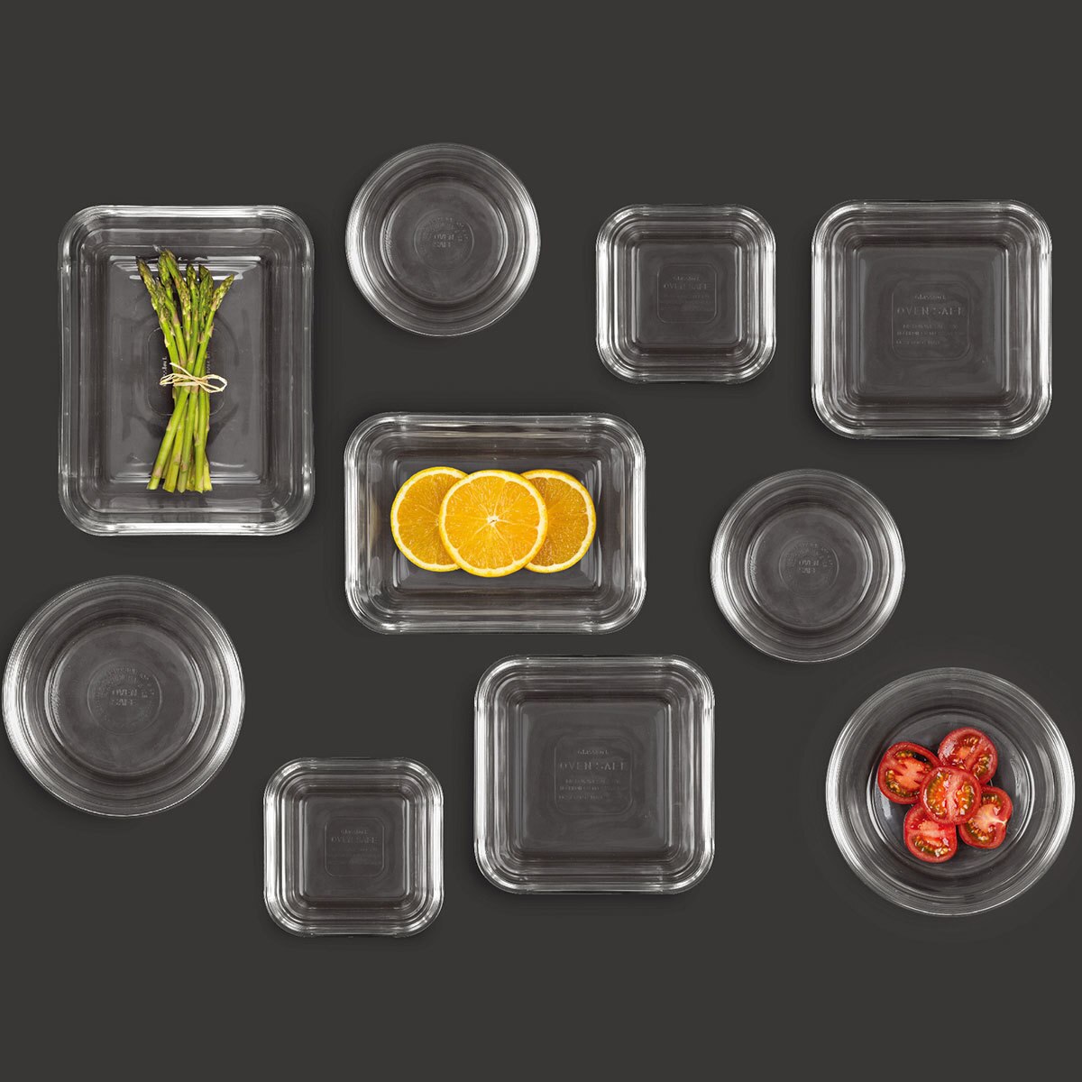 Glasslock Tempered Glass Nested Food Storage, 10 Piece Set with Lids