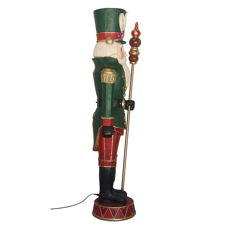 6ft Pre-lit Wood Carved Nutcracker