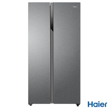 Haier HSR3918ENPG, Side by Side Fridge Freezer, E Rated in Silver