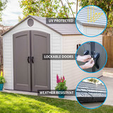 Lifetime 8ft x 15ft (2.4 x 4.5m) Storage Shed highlights: UV protected, lockable doors, weather resistant