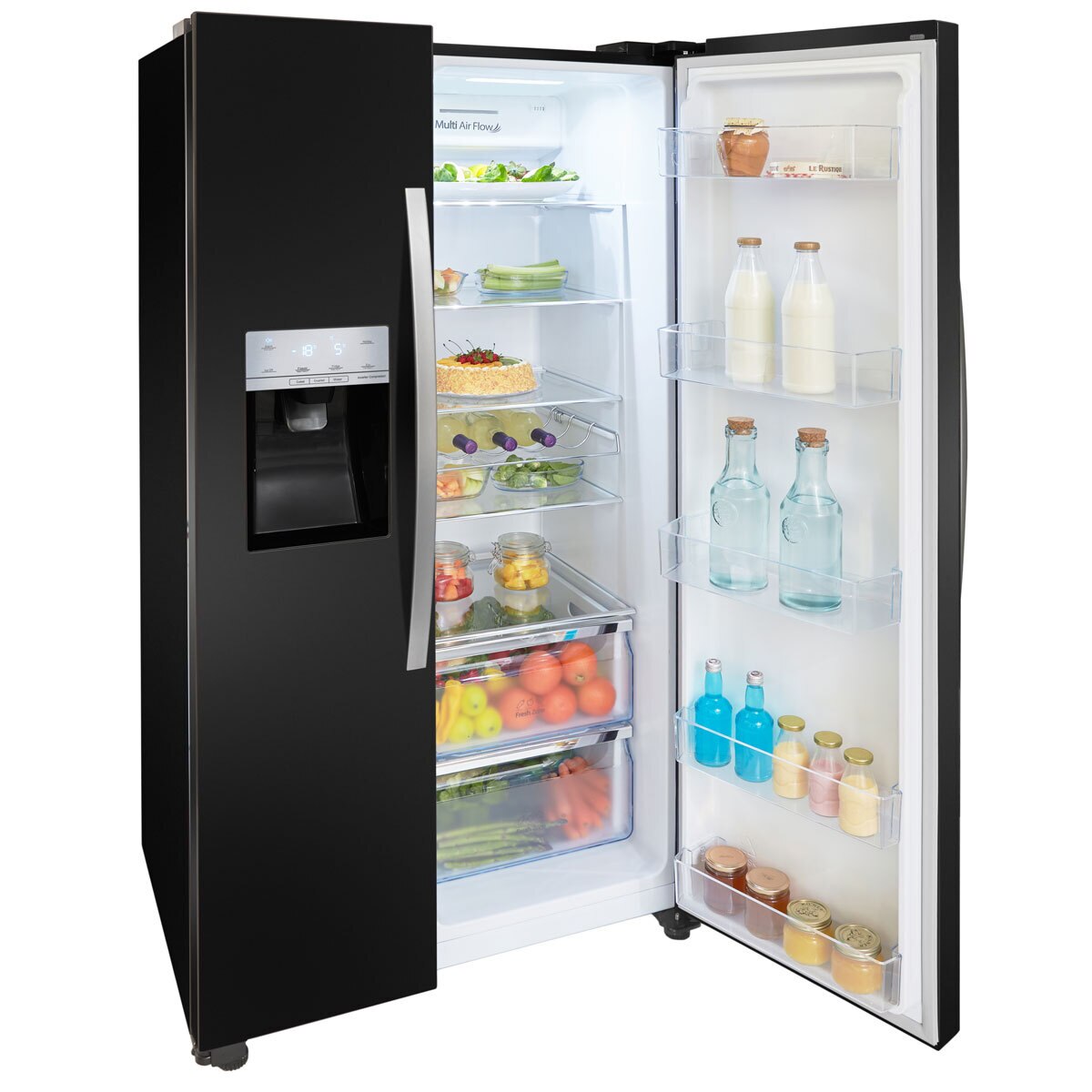 Hisense RS694N4IBF, Side by Side Fridge Freezer F Rated in Black