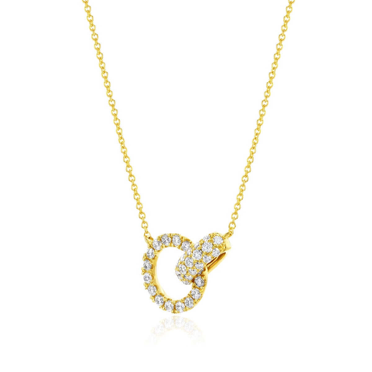 0.50ctw Round Brilliant Cut Diamond Interlocking Circle Necklace, 14ct Yellow Gold
