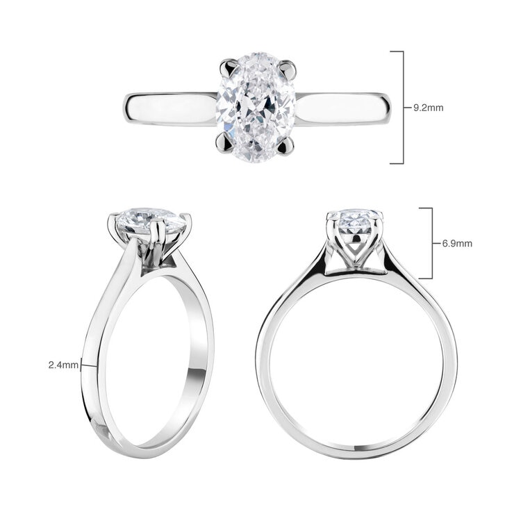 1.00ct Oval Cut Diamond Solitaire Ring, Platinum 1.00ct Oval Cut Diamond Solitaire Ring, Platinum