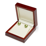 Green Tahitian Pearl Earrings, 18ct Yellow Gold