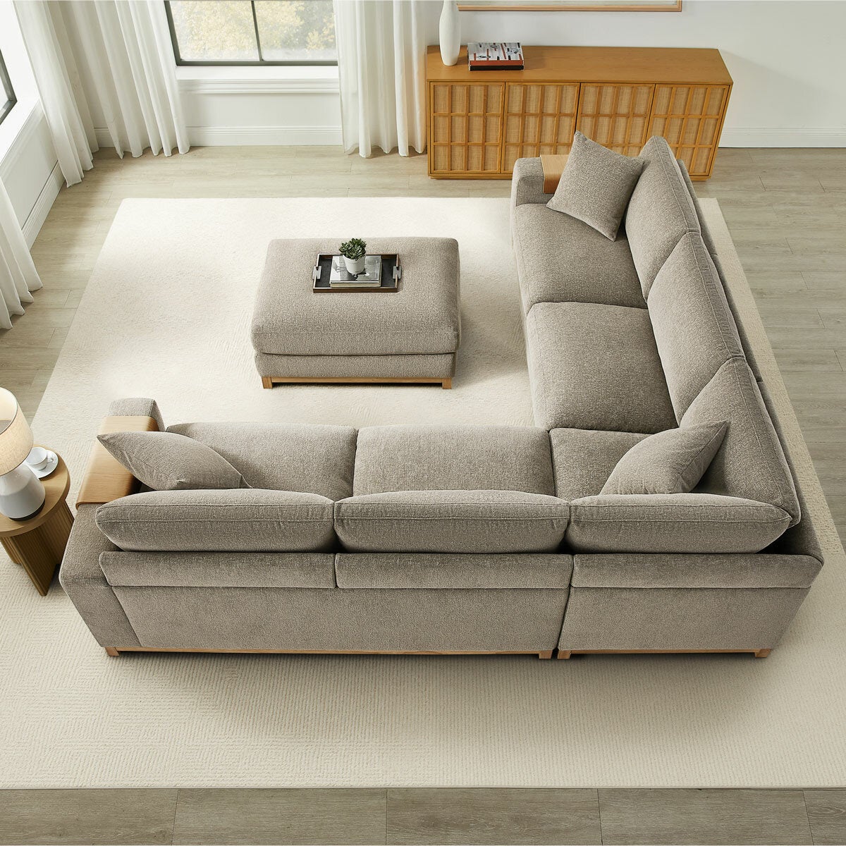 Aiden & Ivy Hawthorne Brown Fabric 4 Piece Corner Sofa