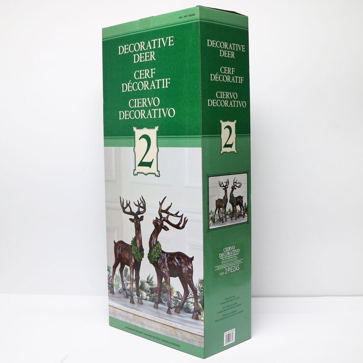19.2 Inch (48.8 cm) Set of 2 Resin Wood Look Standing Christmas Reindeers