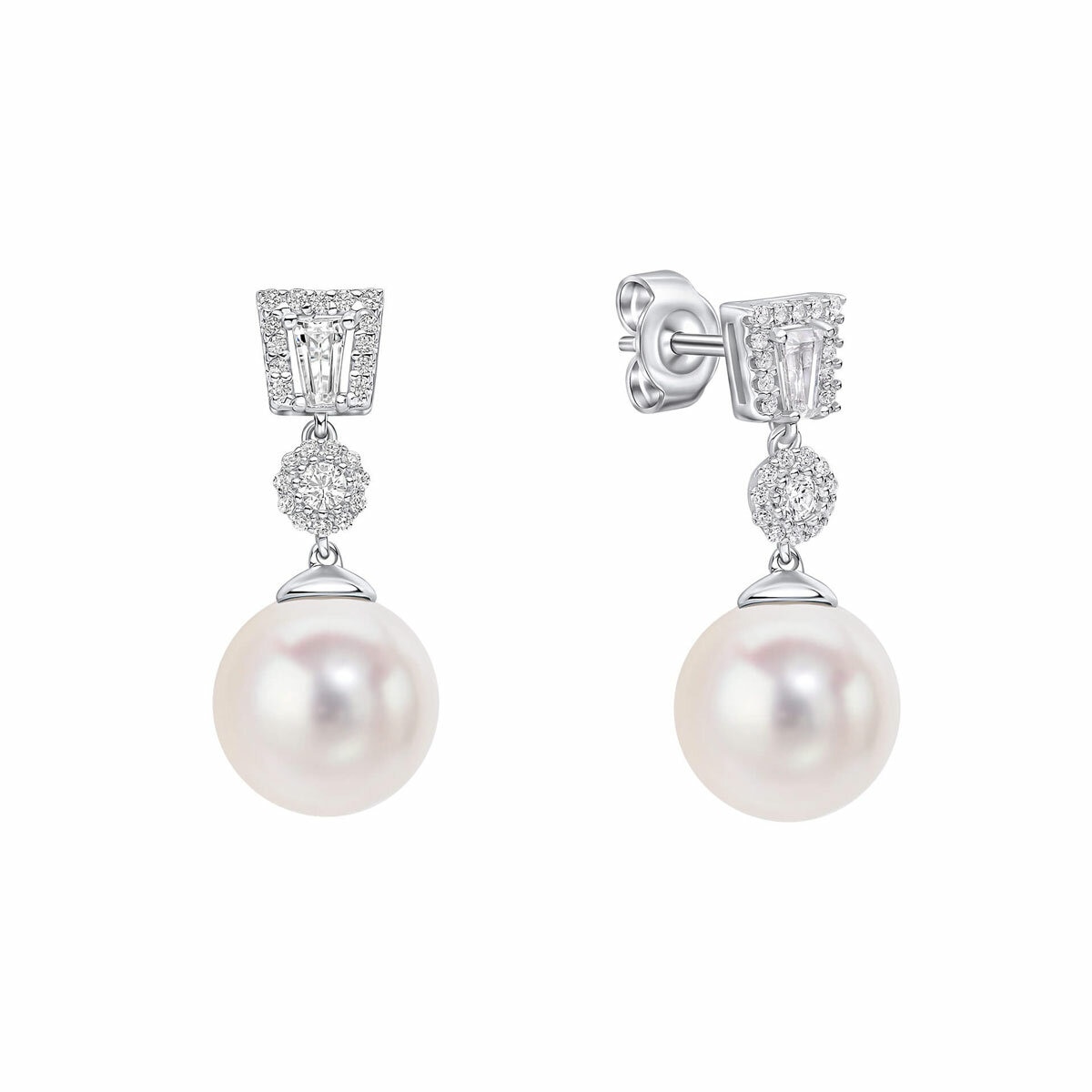 Diamonfire Zirconia and Shell Pearl Drop Earrings
