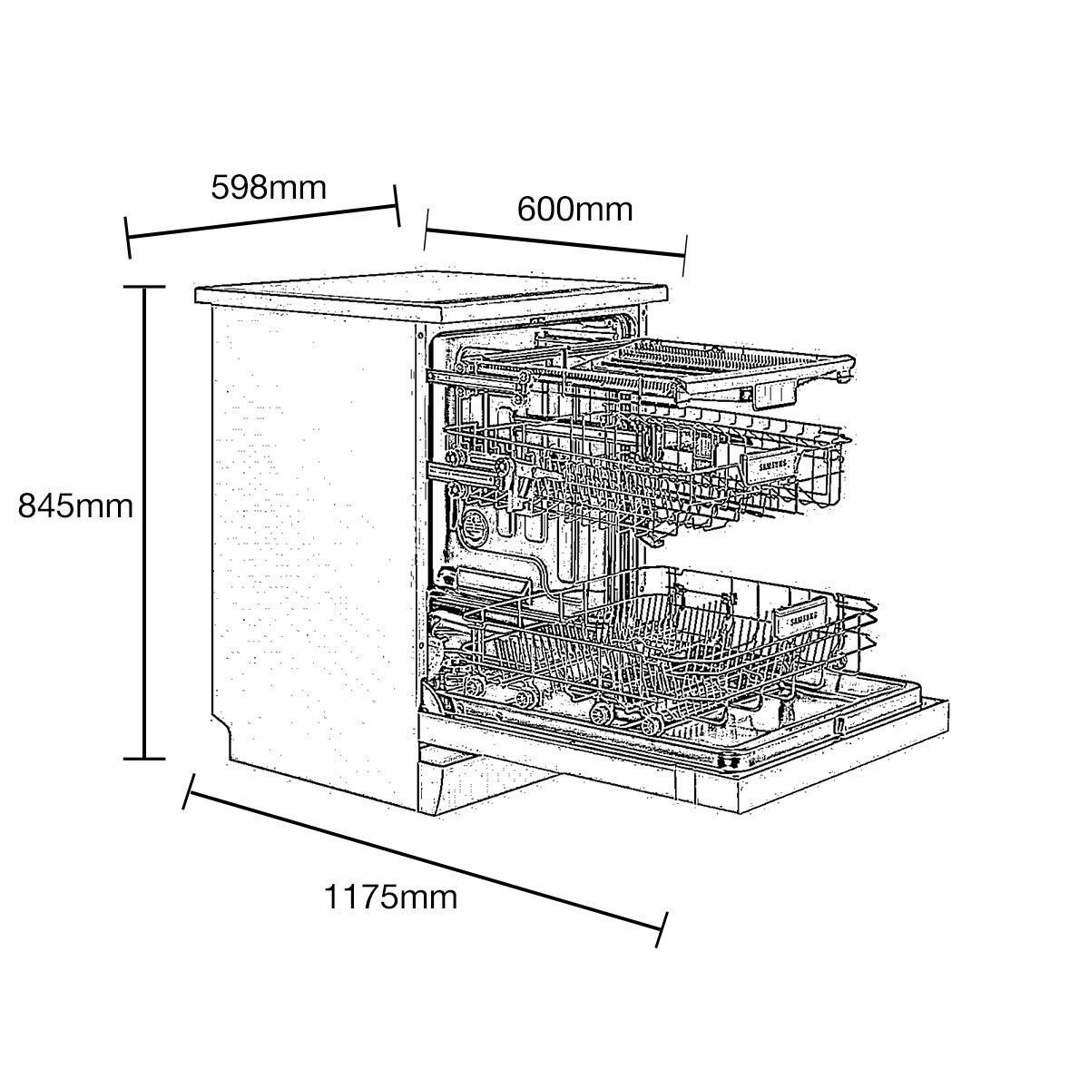 Samsung DW60M6050FW/EU, 14 Place Settings Dishwasher A++ Rating in