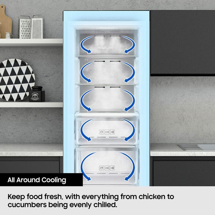 Samsung RR39C7BJ5SA/EU 377L Upright Fridge, E Rated in Silver