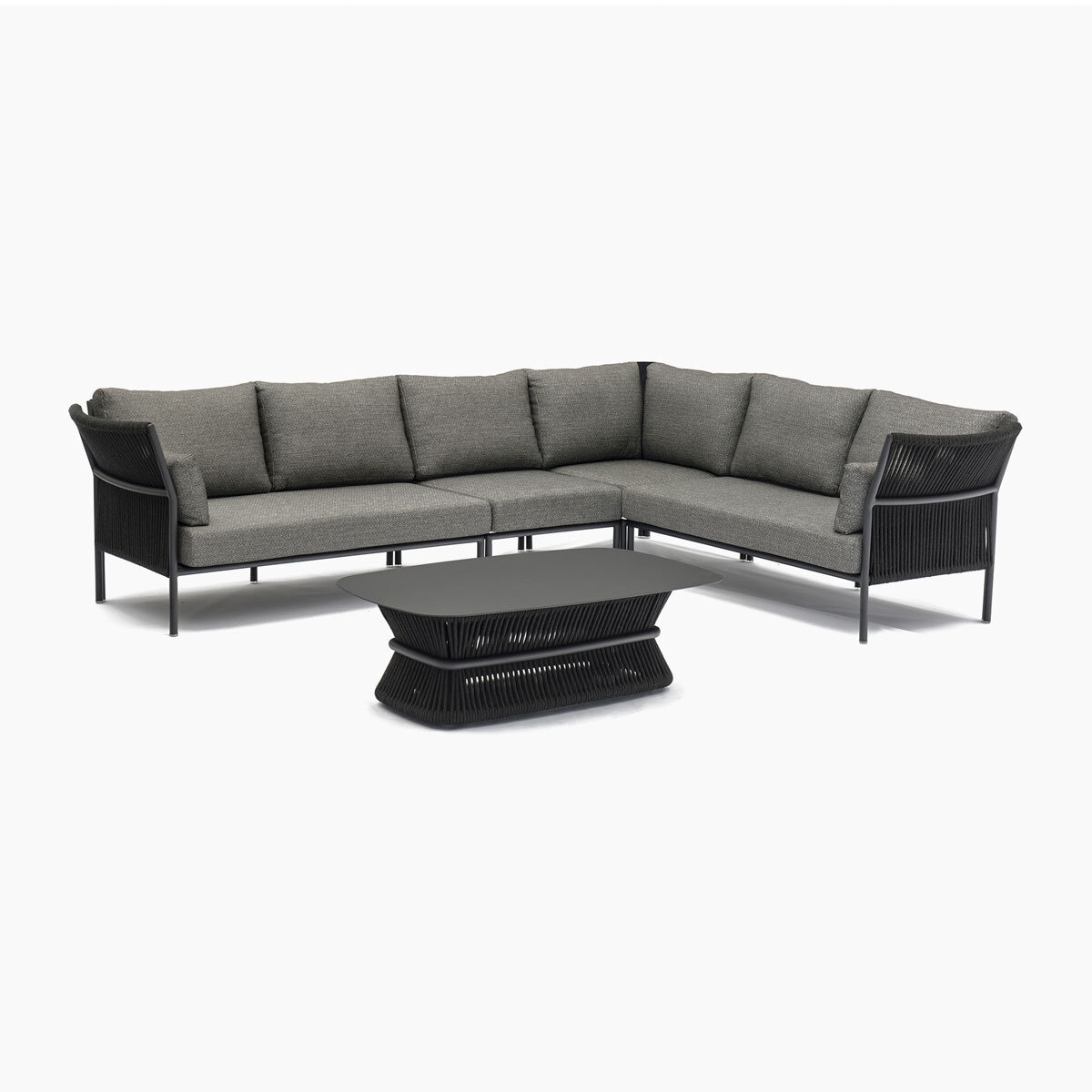 Harbour Lifestyle Emilia Large Corner Patio Set with Aluminium Table in Dark Grey