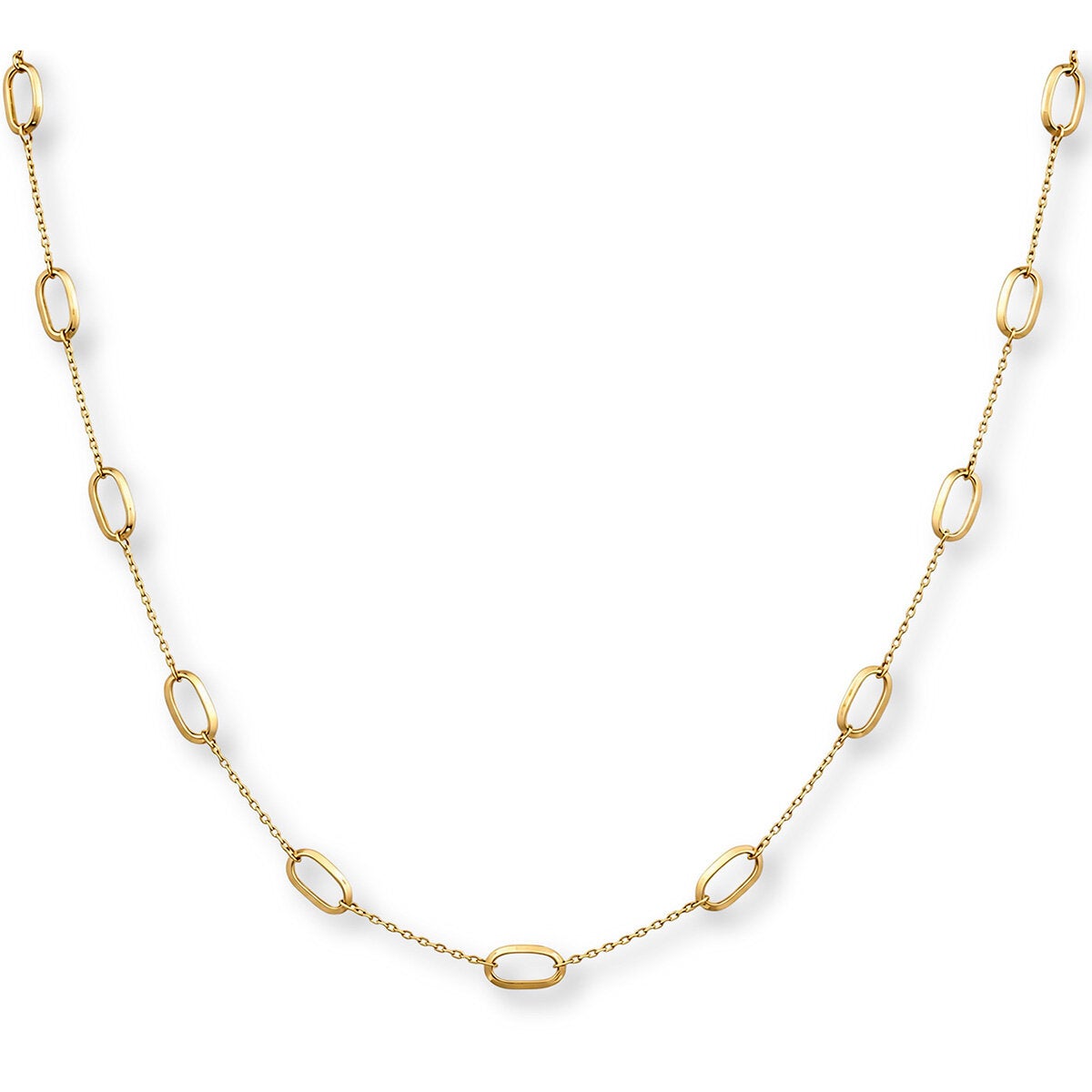 14ct Yellow Gold Paperclip Station Necklace 14ct Yellow Gold Paperclip Station Necklace