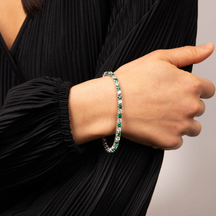 Diamonfire two tone Green Zirconia Tennis Bracelet