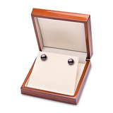 8-8.5mm Cultured Freshwater Black Pearl Stud Earrings, 18ct Yellow Gold
