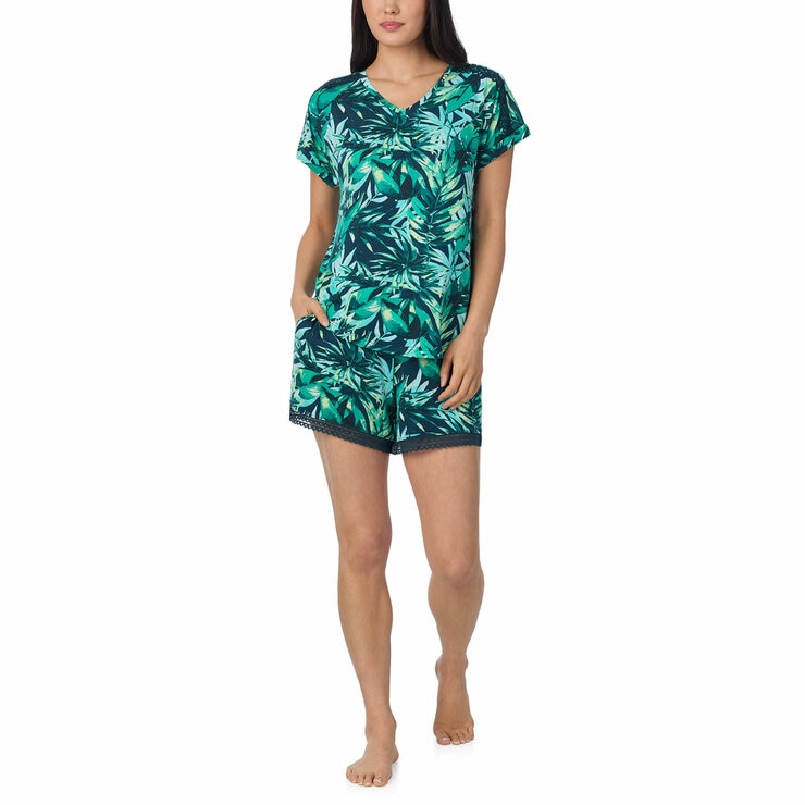 Carole Hochman 3 Piece Pyjama Set In Tropical Green