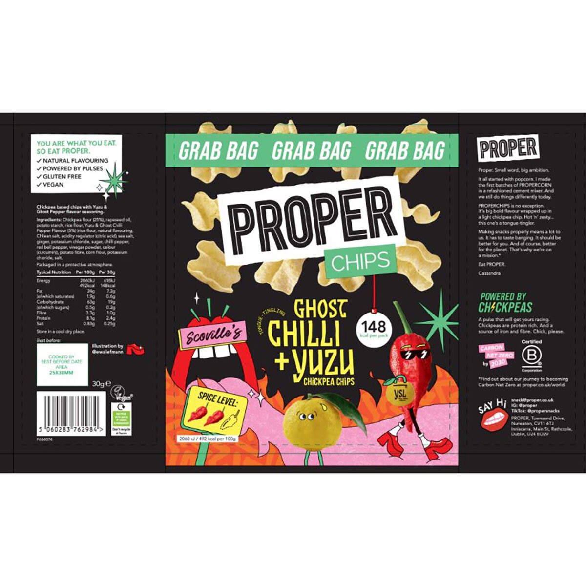 Proper Chips Chickpea Chips Ghost Chilli & Yuzu, 30g
