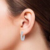 1.50ctw  Double Hoop Diamond Earrings, 14k White Gold