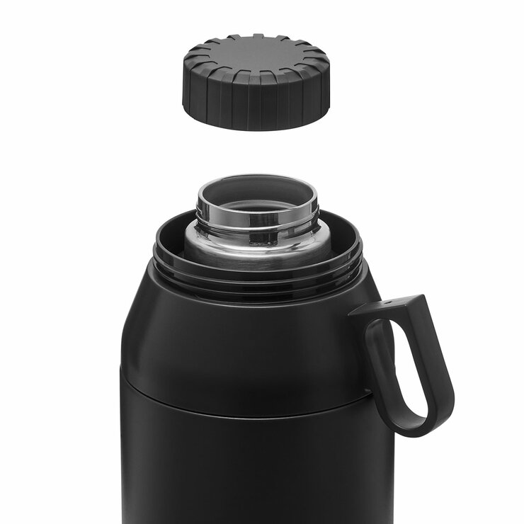 Manna Stack Jug with 4 Stackable Stainless Steel Cups, 1.9L in Black