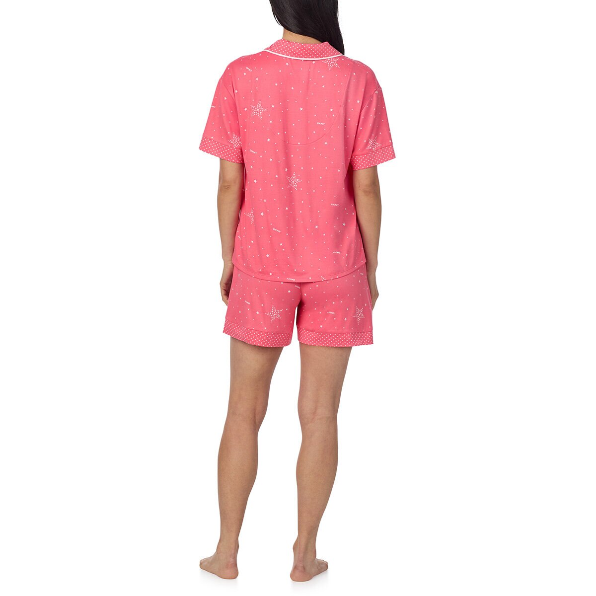 DKNY Ladies Notch Collar 3 Piece PJ Set in Coral