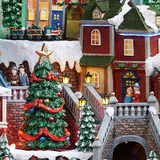 14.5 Inch (37 cm) Animated LED Winter Village Scene with Rotating Train and Music