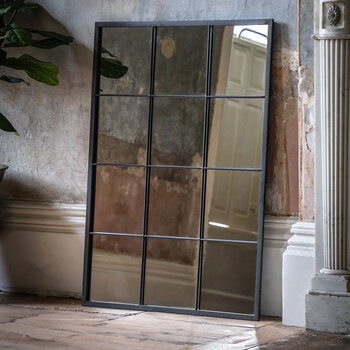 Gallery Chafford Black Window Mirror, 80 x 110cm