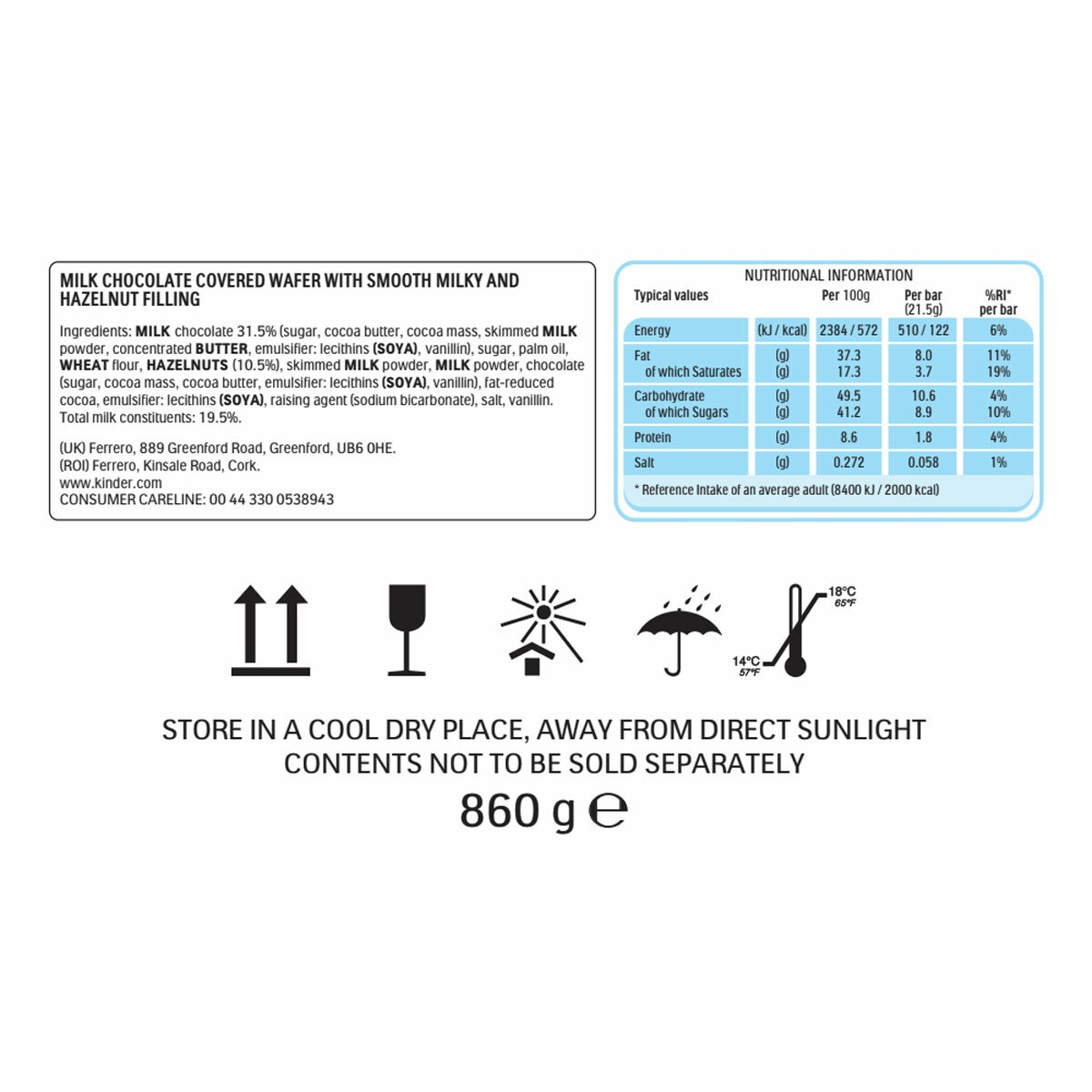 Ingredients and nutritional information