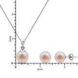 Cultured Freshwater 8.5-9mm Pink Pearl Pendant and Stud Earring Set, 18ct White Gold