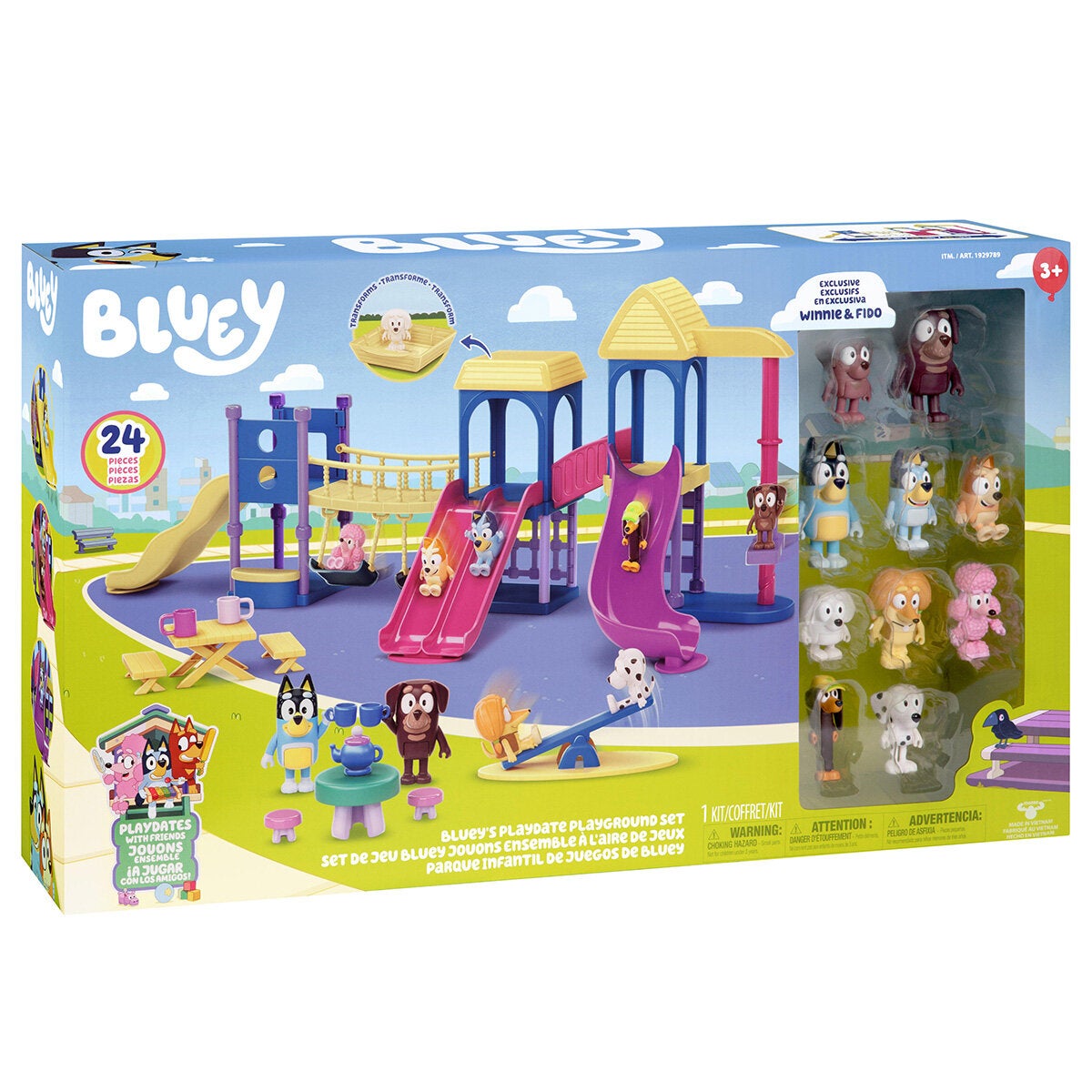 Bluey's Playdate Playground Set, 24-Piece Set with 10 figures Including exclusive Winnie and Fido (3+ Years) Bluey's Playdate Playground Set, 24-Piece Set with 10 figures Including exclusive Winnie and Fido (3+ Years)