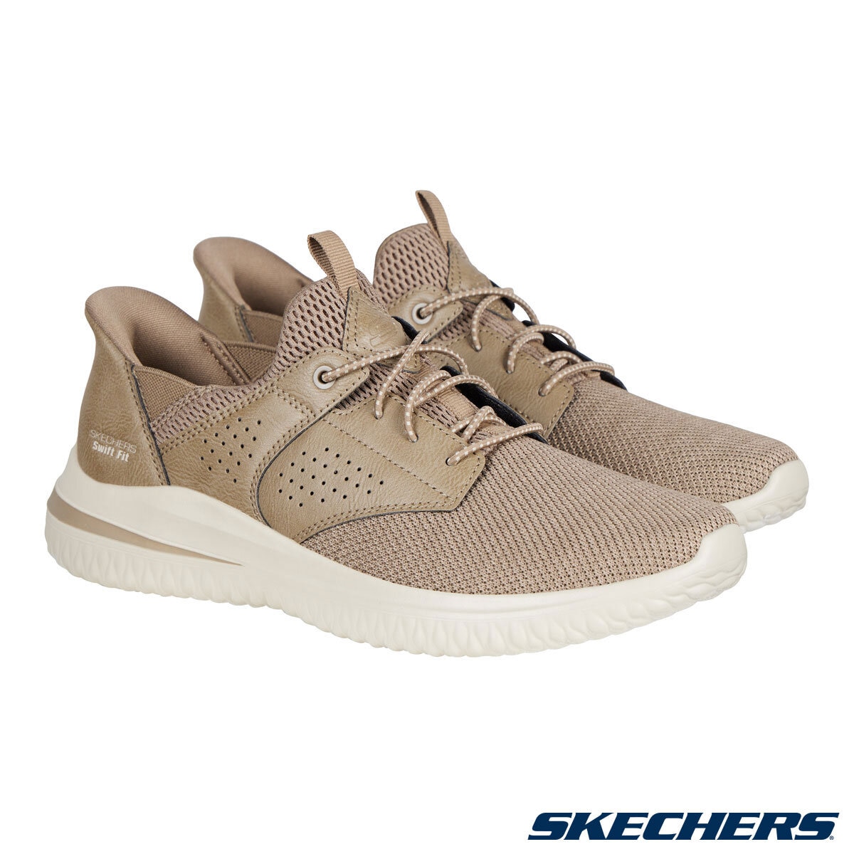Skechers Men's Swift Fit Delson Trainer in Taupe