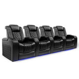 Valencia Home Theatre Seating Tuscany Row of 4 Chairs, Black