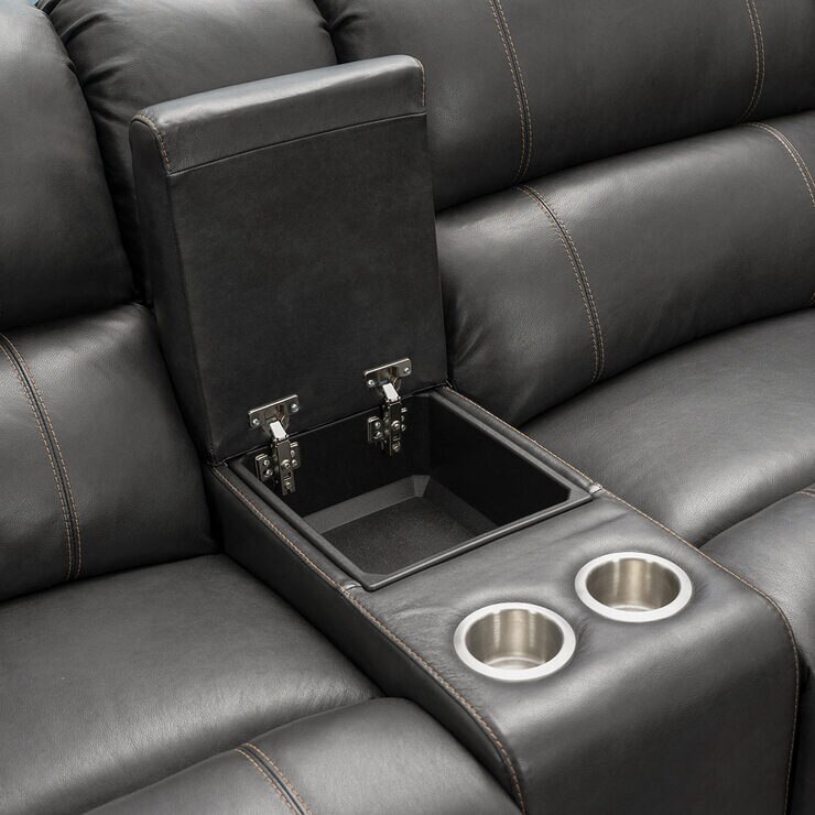 Pulaski Dunhill Grey Leather Power Reclining Sectional Sofa Costco UK