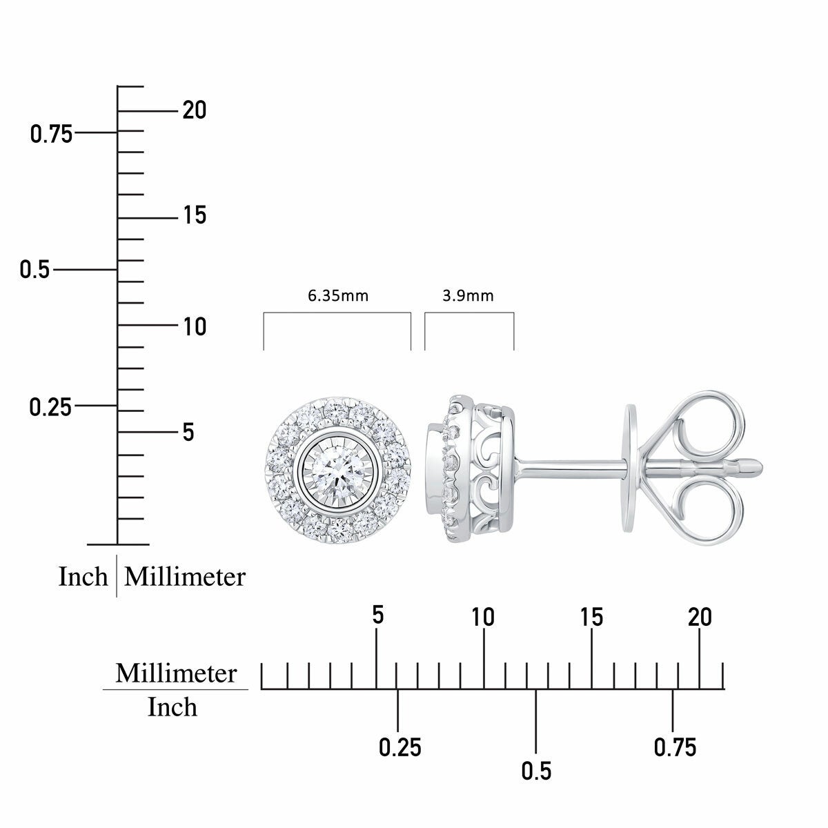 0.22ctw Round Brilliant Cut Diamond Halo Earrings, 14ct White Gold