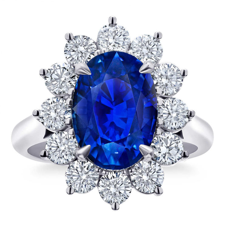 Oval Cut Blue Sapphire and 1.83ctw Diamond Ring, Platinum | Costco UK
