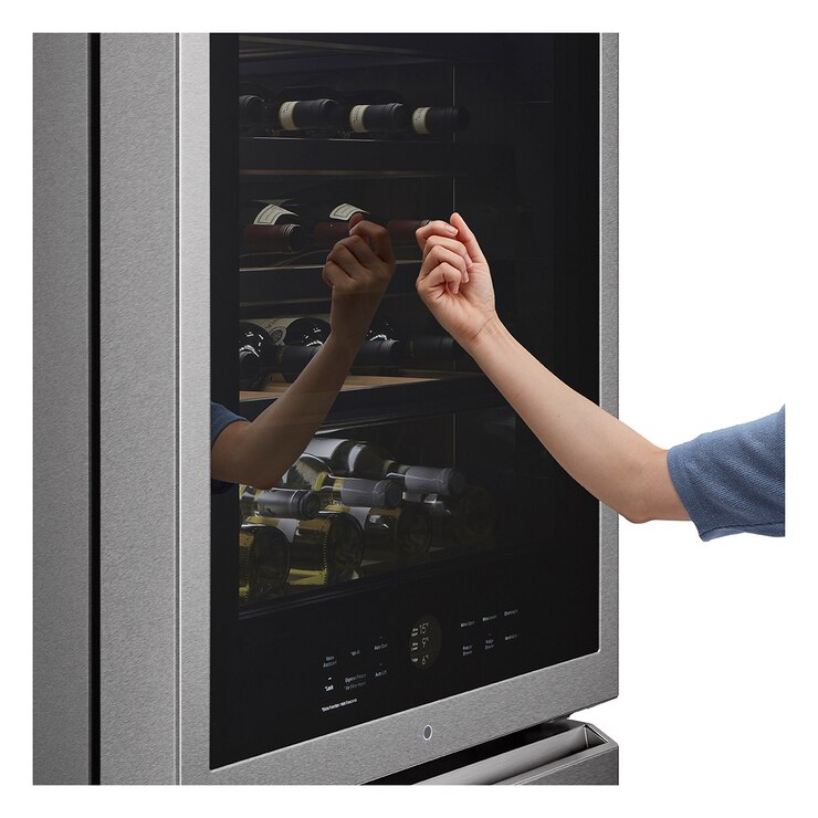 LG Signature LSR200W, 65 Bottle Freestanding, InstaView™ Wine Cooler in Stainless Steel Costco UK