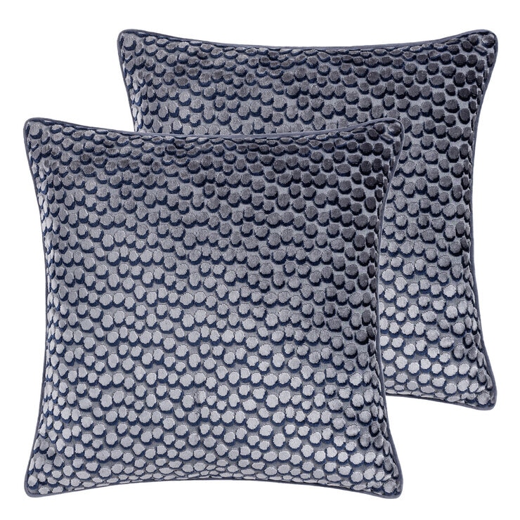 Furn Lanzo Velvet Feather Fill Cushion 2 Pack in Blue, 45 x 45 cm
