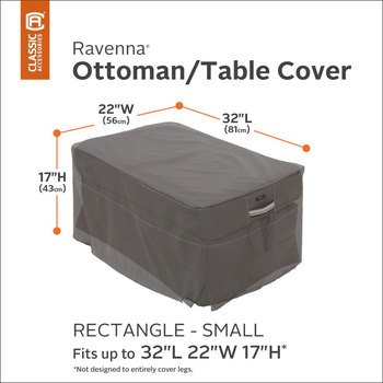 Classic Accessories Ravenna Rectangular Small Patio Ottoman/Side Table Cover