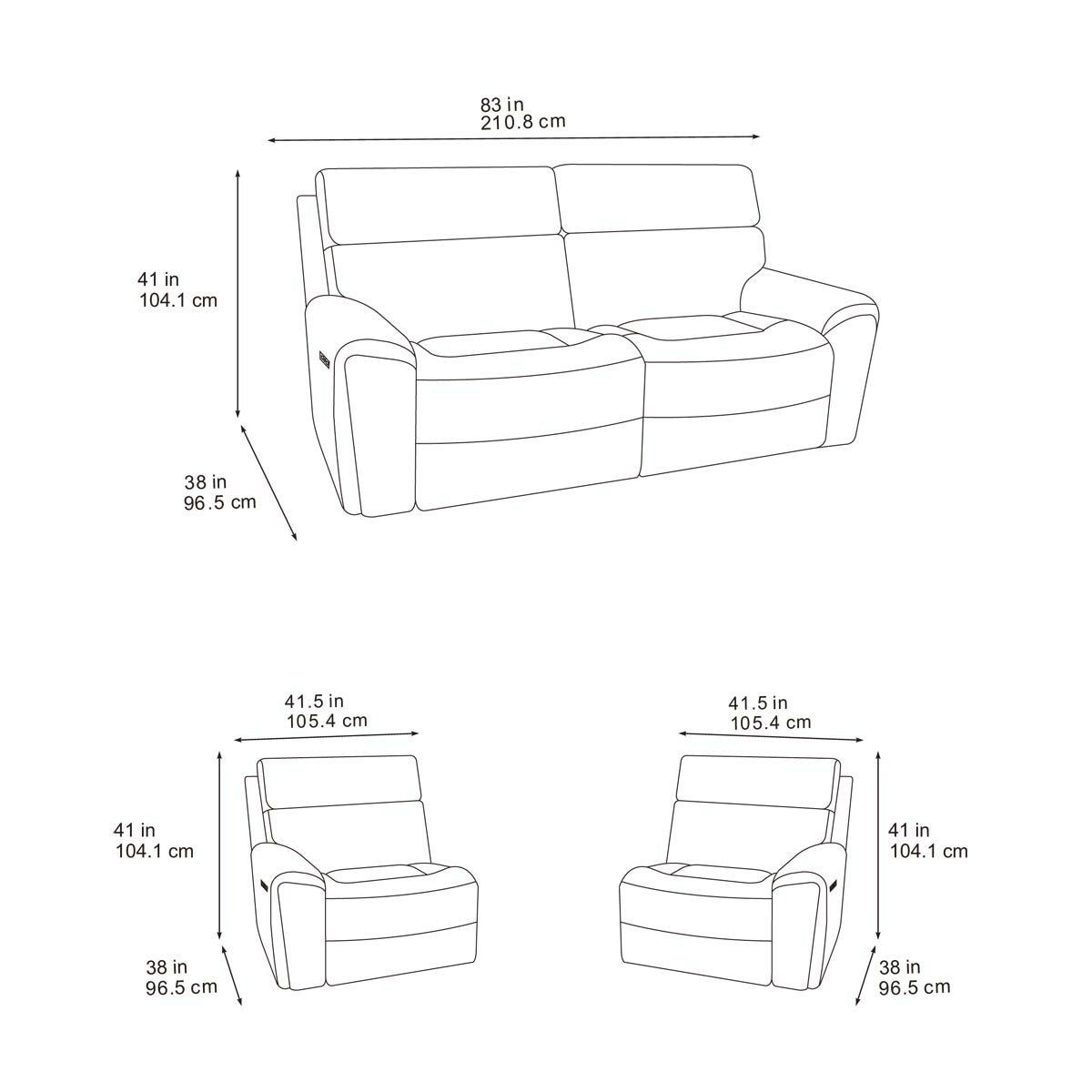 Atlanta Grey Cord Fabric Power Reclining Large 2 Seater Sofa