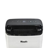 Close up image of control panel and fan of Woods Dehumidifier