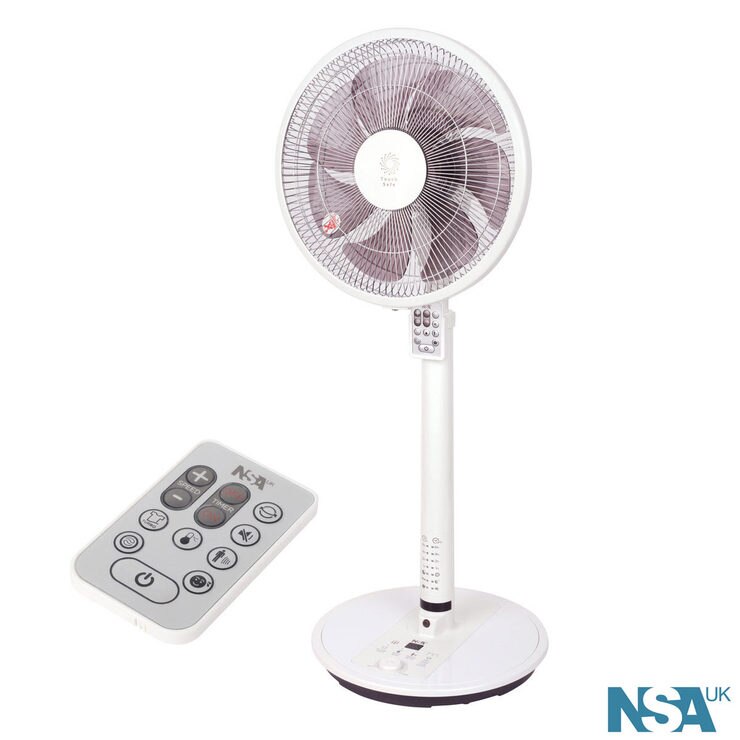 NSA 12" Touch Safe Pedestal Fan with Remote Control, SFDC30213RC
