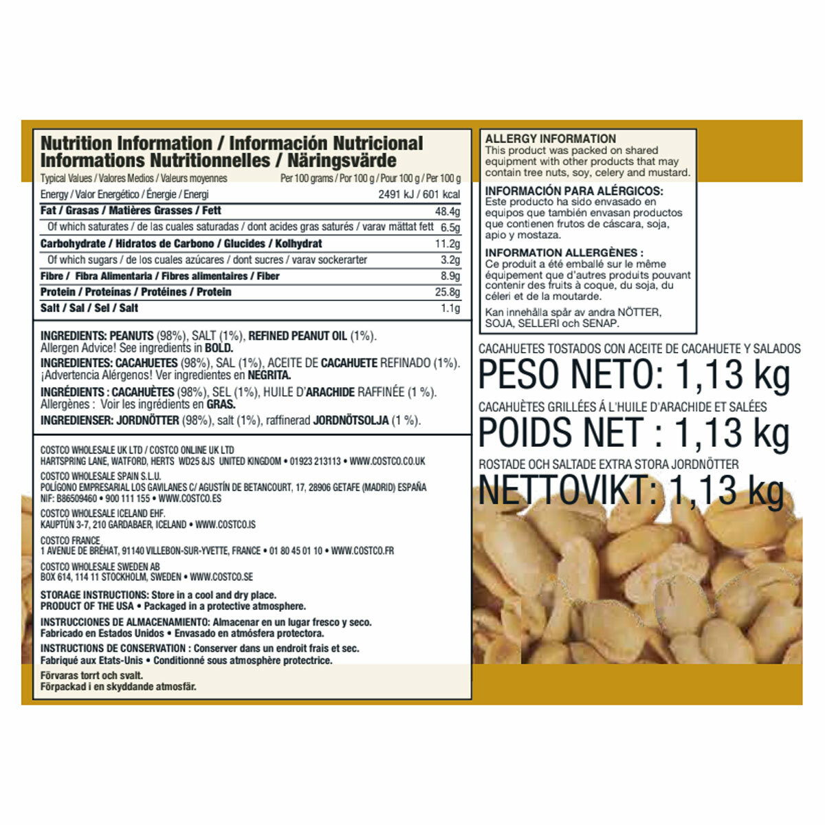 Kirkland Signature Super Extra-Large Roasted & Salted Peanuts, 1.13kg