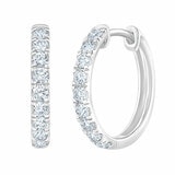 0.50ctw Round Brilliant Cut Diamond Hoop Earrings, 14ct White Gold